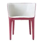 Rouge Dining Armchair - a cream-lined shell on slender raspberry legs