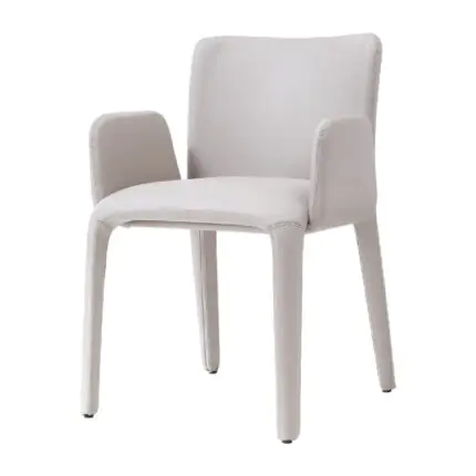 Pebble Upholstered Dining Armchair - a softly padded stone-grey frame