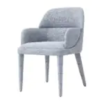 Mistral Dining Armchair - woven blue-grey fabric on tapered legs