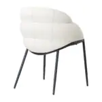 Lumen Ivory Dining Armchair - a soft ivory shell on slim dark legs (alternate view)
