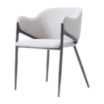 Granite Steel-Leg Armchair - a pale grey wrap back on angled steel legs