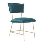 Jade Velvet Dining Chair - a teal cushion on a slim gold-tone frame