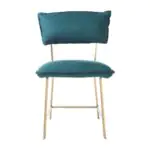 Jade Velvet Dining Chair - a teal cushion on a slim gold-tone frame (alternate view)