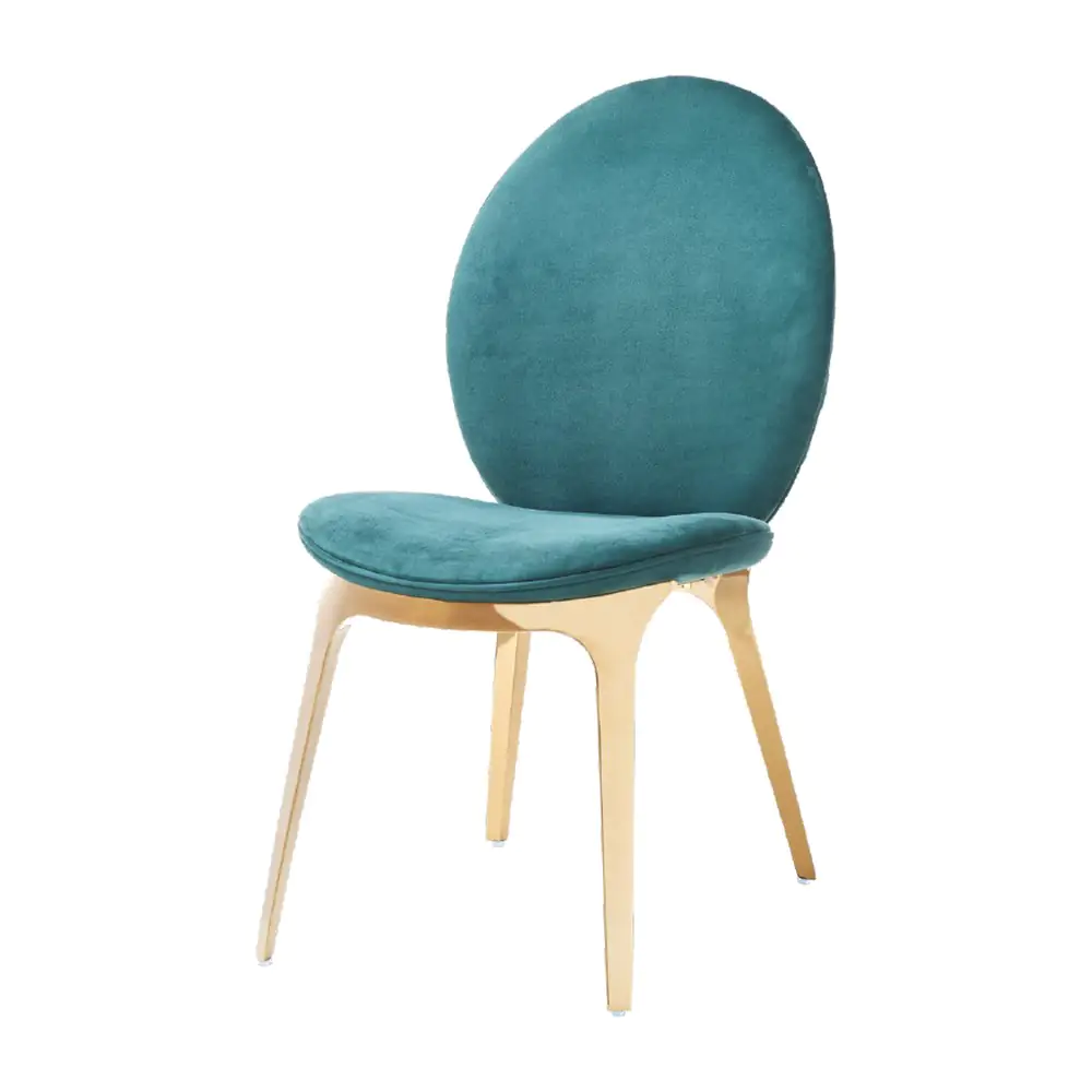 Camille Oval-Back Dining Chair Camille Oval-Back Dining Chair - a teal oval back on gold-tone legs
