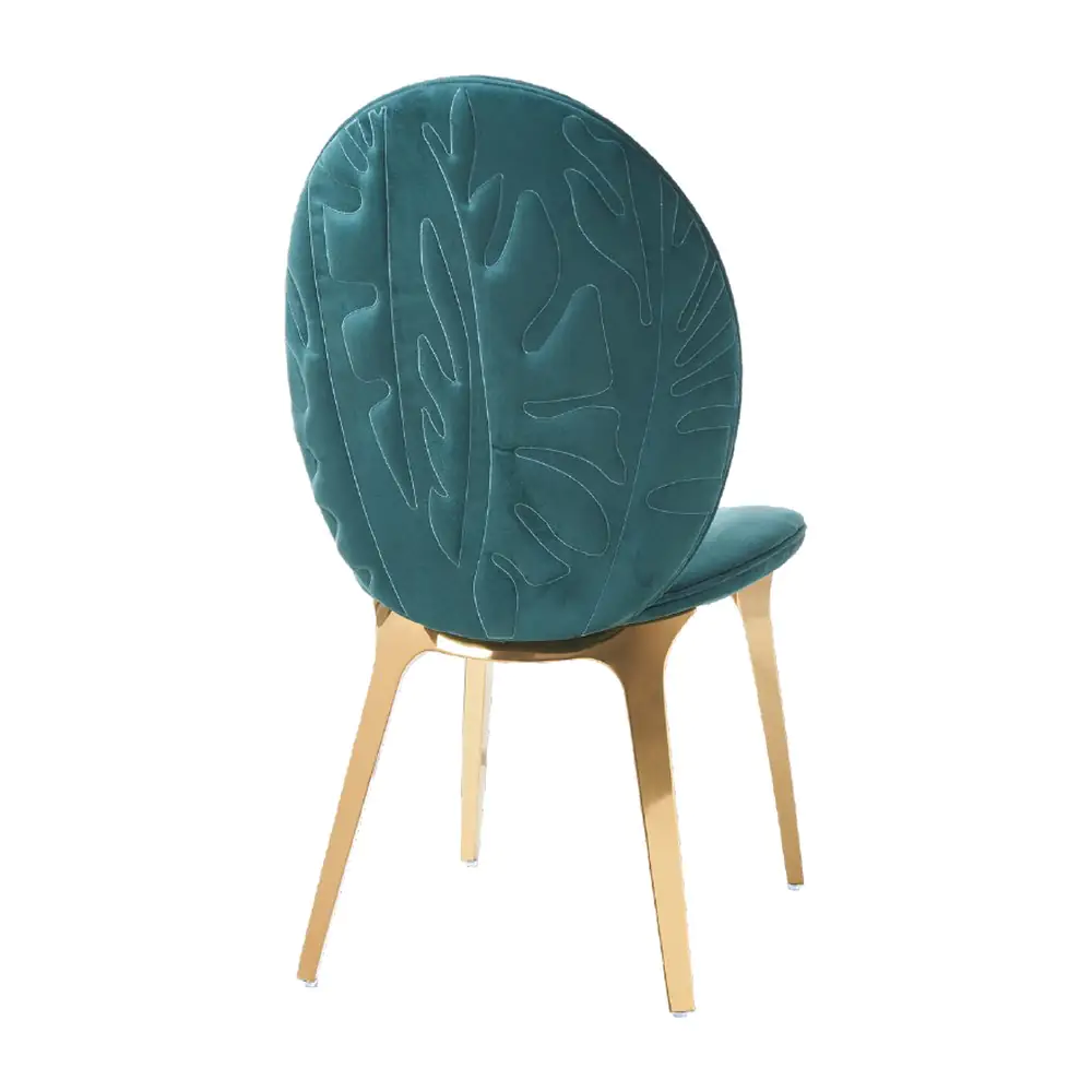 Camille Oval-Back Dining Chair - a teal oval back on gold-tone legs (alternate view)