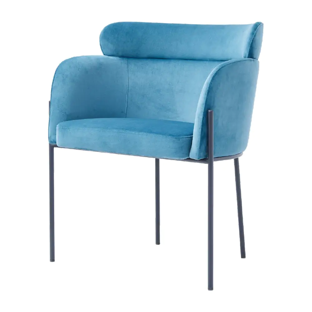 Azure Velvet Armchair Azure Velvet Armchair - sky-blue velvet with a high, curved back