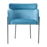 Azure Velvet Armchair - sky-blue velvet with a high, curved back (alternate view)