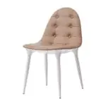Bijou Button-Back Dining Chair - button-tufted caramel upholstery on pale legs
