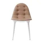 Bijou Button-Back Dining Chair - button-tufted caramel upholstery on pale legs (alternate view)