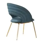 Conch Scalloped Dining Chair - a teal scalloped back on a brass-tone frame