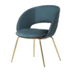 Conch Scalloped Dining Chair - a teal scalloped back on a brass-tone frame (alternate view)