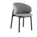 Wren Dining Armchair - a grey back, a taupe seat and a dark frame