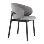 Wren Dining Armchair - a grey back, a taupe seat and a dark frame (alternate view)