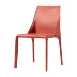 Ochre Leather Armchair - a folded tan sling with a slim frame (alternate view)