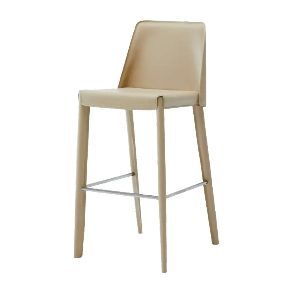 Sable Leather Bar Stool Sable Leather Bar Stool - a taupe high back with a footrest