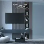 Fluted Walnut TV Wall by Crosby