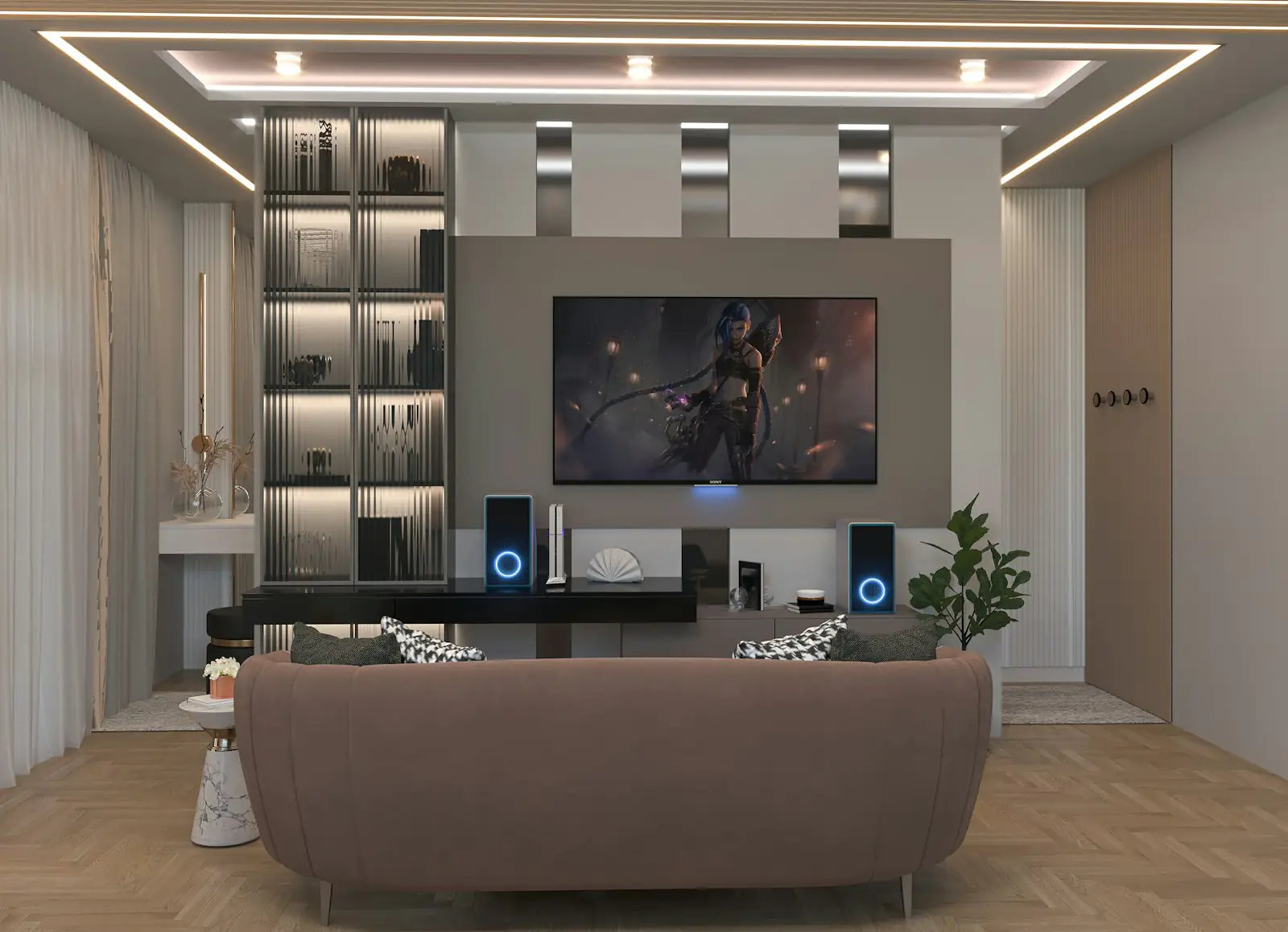 Slatted Oak TV Feature Wall by Crosby Slatted Oak TV Feature Wall by Crosby