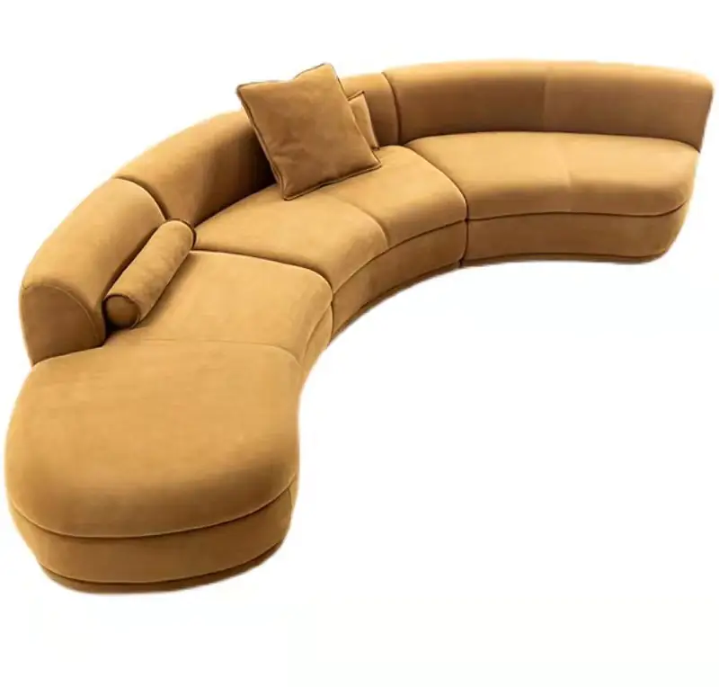 Sahara Curved Sectional Sofa - a sweeping ochre curve with a rounded chaise end
