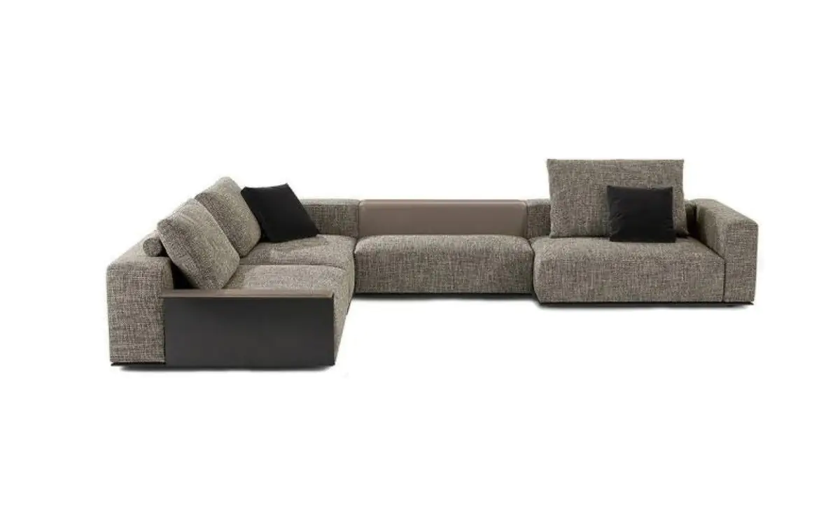 Gravel Corner Sofa - a grey modular corner layout with a dark plinth base