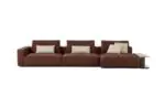 Rosso Leather Sofa - oxblood leather with a slim side arm table