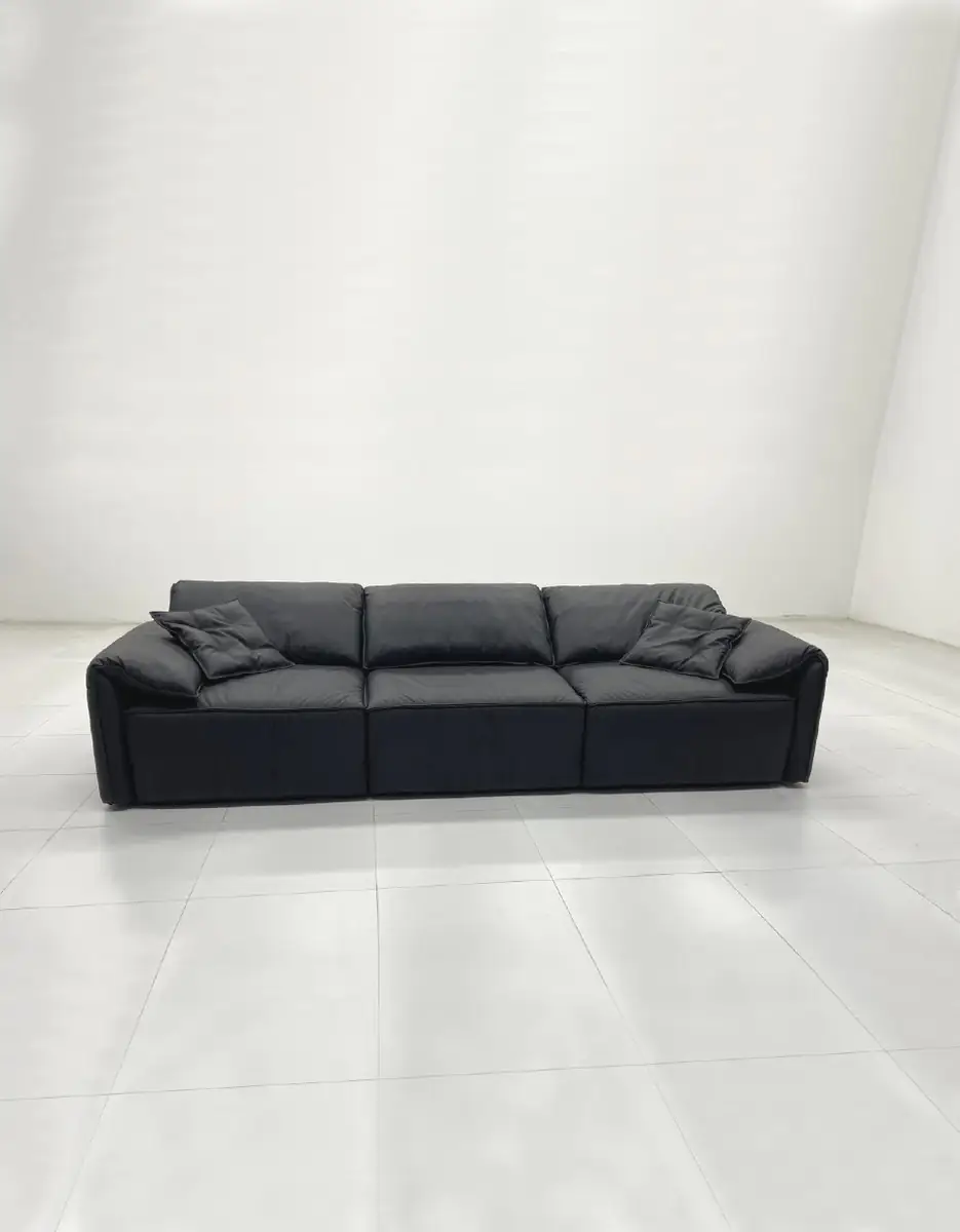 Onyx Black Leather Sofa Onyx Black Leather Sofa - deep black leather seats and relaxed back cushions