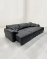 Onyx Black Leather Sofa - deep black leather seats and relaxed back cushions (alternate view)