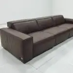 Umber Leather Sofa - rich brown leather with a deep, low seat