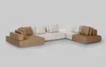 Sierra Modular Sectional - tan and ivory modules with raised side platforms