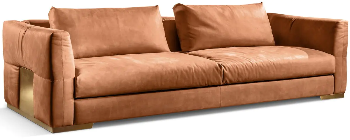 Tuscan Leather Sofa Tuscan Leather Sofa - tan leather with a brass-toned base detail